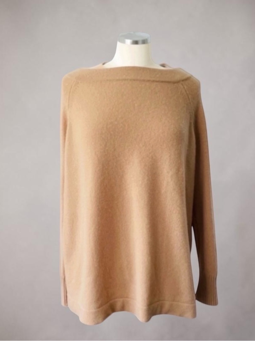 ANN MASHBURN CLASSIC CAMEL 100% CASHMERE SWEATER SIZE LARGE